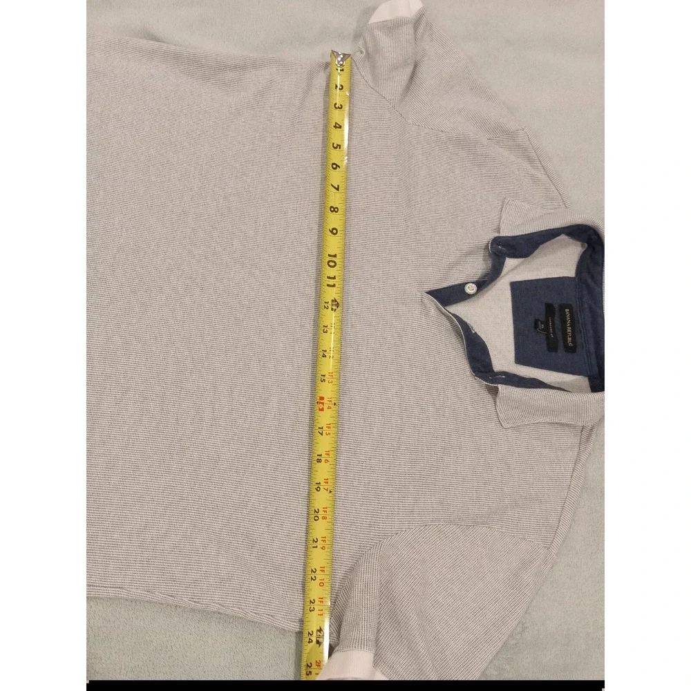 Mens Banana Republic Short Sleeve Polo Standard Fit XL White Gray Blue